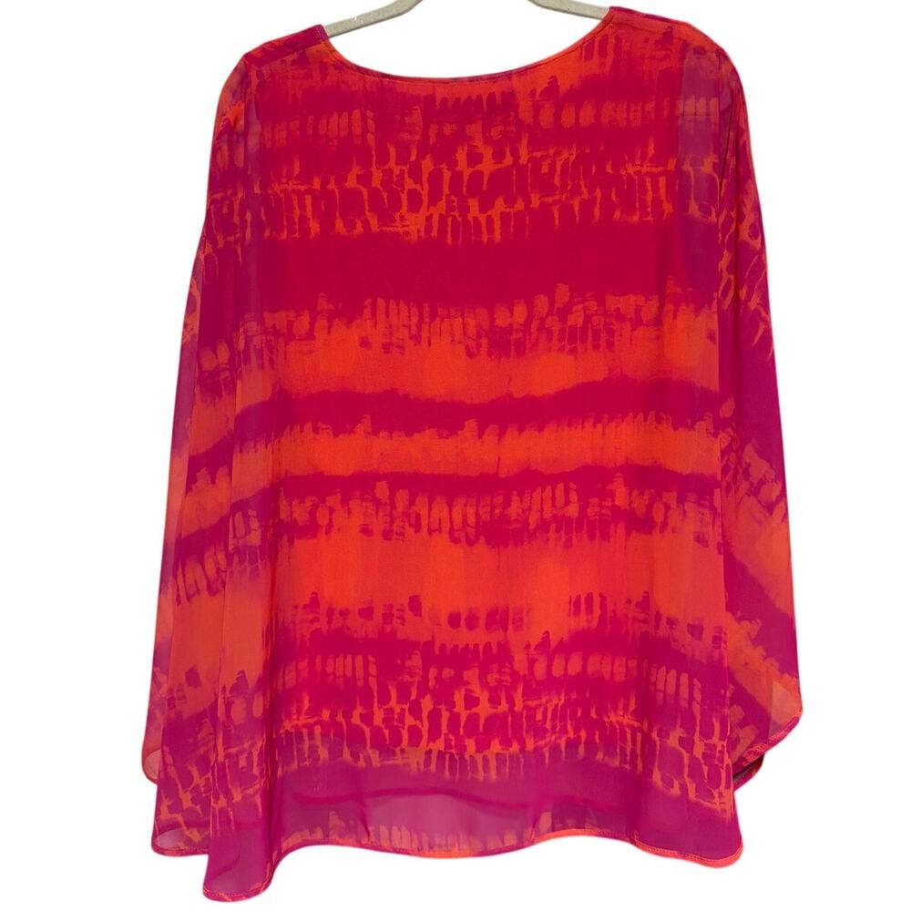 Hilary Radley  Katherine Barclay Large Sheer Chiffon Kimono Top Pink - Picture 4 of 5